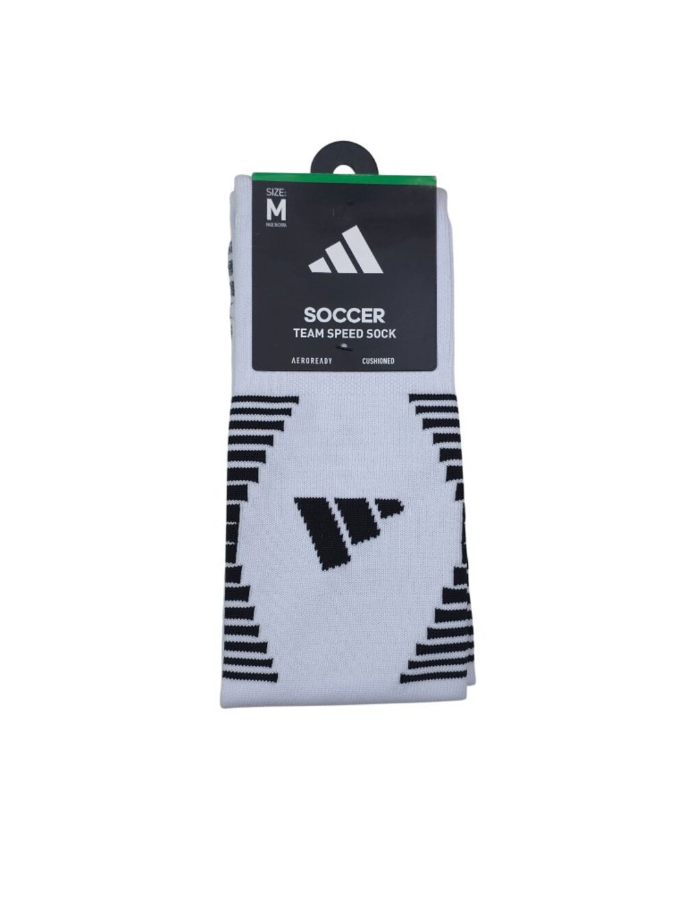 Adidas Team Speed Soccer Socks Medium White & Black Aeroready Recycled Content